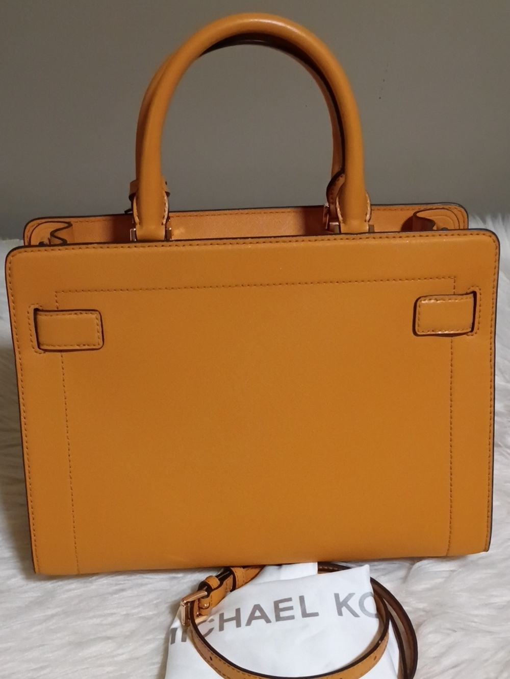 Michael Kors saffiano Leather satchel in marigold - Picture 7 of 16